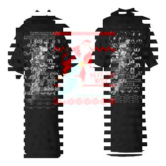 Biker Santa Motorcycle Ugly Christmas Sweater T-Shirt - Monsterry