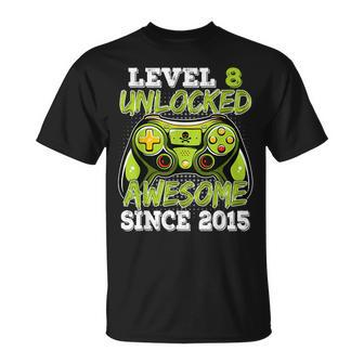 Birthday Boy Video Game Level 8 Unlocked Awesome Since 2015 Unisex T-Shirt | Mazezy