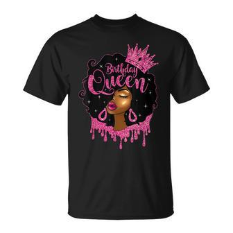 Birthday Queen Pink Afro Hair African American Black T-Shirt - Monsterry DE