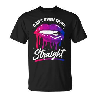 Bisexual Bi Pride Flag Mouth Cant Even Think Straight Unisex T-Shirt | Mazezy