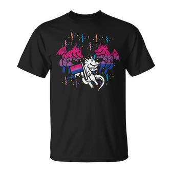 Bisexual Flag Dragons Lgbt Bi Pride Stuff Animal Unisex T-Shirt | Mazezy