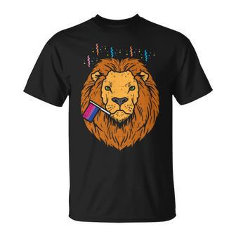 Bisexual Flag Lion Lgbt Pride Month Bi Pride Stuff Animal Unisex T-Shirt | Mazezy