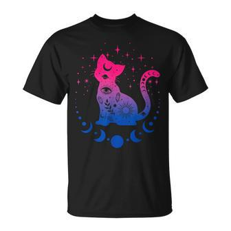 Bisexual Pride Flag Colors Astronomy Cat Unisex T-Shirt | Mazezy