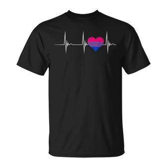 Bisexual Pride Heartbeat Ekg Pulse Heart Bisexual Flag Unisex T-Shirt | Mazezy
