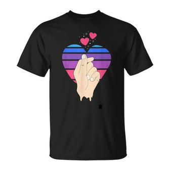 Bisexual Pride Stuff K-Pop Finger Heart Lgbt Korean Kpop Unisex T-Shirt | Mazezy