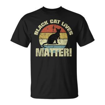 Black Cat Lives Matter Vintage Halloween Halloween Funny Gifts Unisex T-Shirt | Mazezy