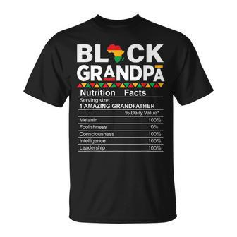 Black Grandpa Nutrition Facts African American Fathers Day Gift For Mens Unisex T-Shirt | Mazezy