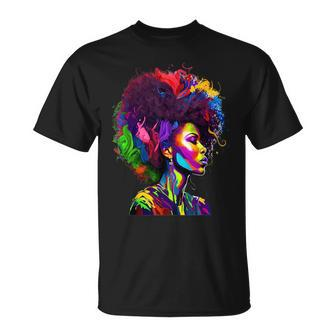 Black Queens Colorful Afro Unisex T-Shirt | Mazezy