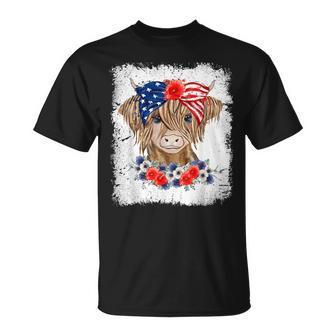 Bleached 4Th Of July Long Haired Calf Usa Patriotic Cow_1 Unisex T-Shirt - Monsterry UK