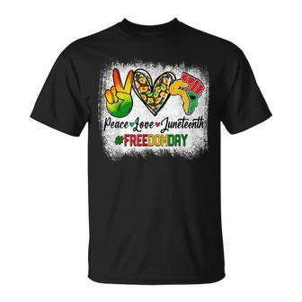 Bleached Peace Love Junenth 1865 Freedom Day African T-shirt - Thegiftio UK