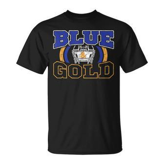 Blue And Gold Football Game Day Group Home Team School T-Shirt - Seseable