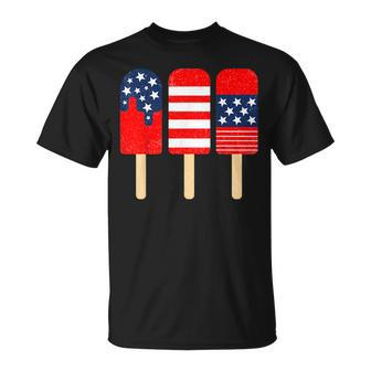 Blue Red White Ice Cream American Flag 4Th Of July Usa Unisex T-Shirt | Mazezy
