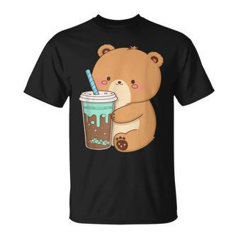 Boba Tea Bear Bubble Milk Kawaii Cute Anime Aesthetic Gifts For Bear Lovers Funny Gifts Unisex T-Shirt | Mazezy