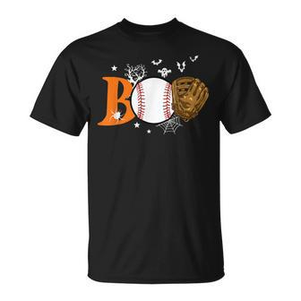 Boo Baseball Halloween Player Catcher Pitcher Spooky Season T-Shirt - Thegiftio UK