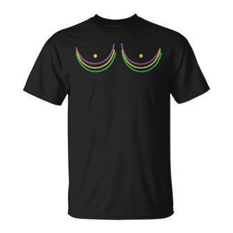 Boob Mardi Gras Funny Beads Boobs Outline Gifts Boob Funny Gifts Unisex T-Shirt | Mazezy