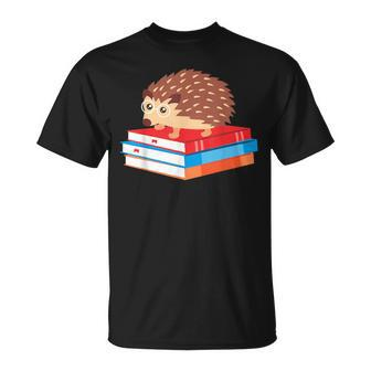 Book Nerd Funny Hedgehog Reading Lover Gift Idea Reading Funny Designs Funny Gifts Unisex T-Shirt | Mazezy