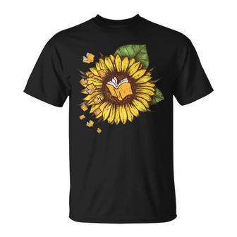 Books Sunflower Unisex T-Shirt - Monsterry