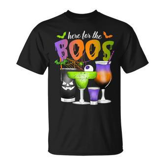 Here For The Boos Halloween Scary Glasses Drinking Spooky T-Shirt - Thegiftio UK
