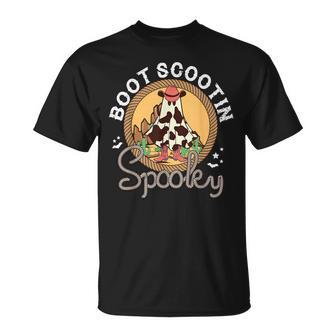Boot Scootin Spooky Western Halloween Ghost Spooky Season T-Shirt - Seseable