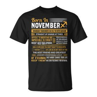 Born In November Sagittarius Birthday T-Shirt | Mazezy AU