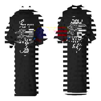 Born On The 4Th Of July Sunglasses Fourth Birthday Patriot Unisex T-Shirt | Mazezy