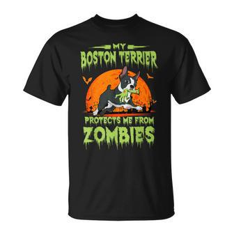 Boston Terrier Halloween Zombie American Gentleman Dog Lover T-Shirt - Thegiftio UK