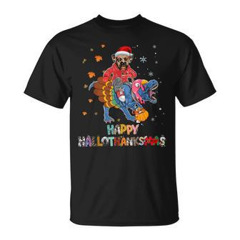 Boxer Dog Happy Hallothanksmas Halloween Thanksgiving T-Shirt | Mazezy
