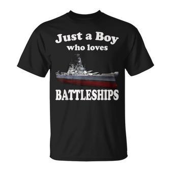 Boy Who Loves Battleship Uss New Jersey Bb-62 Ww2 Warship T-Shirt | Mazezy