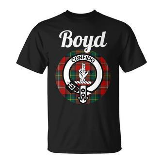 Boyd Clan Scottish Name Coat Of Arms Tartan Boyd Funny Gifts Unisex T-Shirt | Mazezy