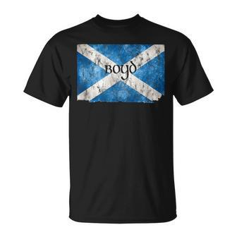 Boyd Scottish Clan Name Scotland Flag Graphic Boyd Funny Gifts Unisex T-Shirt | Mazezy