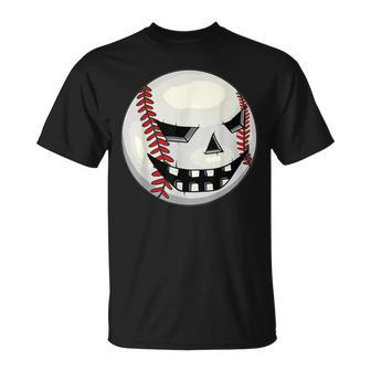 Boys Halloween Jack O Lantern Baseball Player Coach Pitcher T-Shirt - Monsterry
