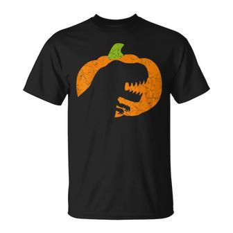 Boys Halloween Pumpkin T-Rex Dinosaur Silhouette T-Shirt - Thegiftio UK