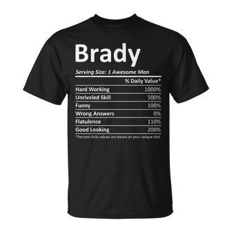 Brady Nutrition Funny Birthday Personalized Name Gift Idea Unisex T-Shirt | Mazezy