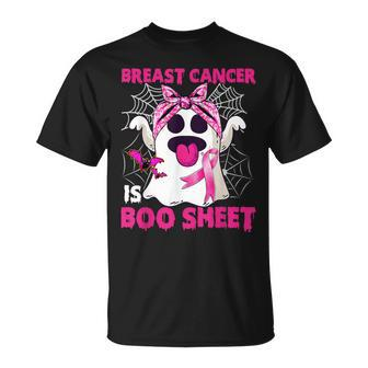 Breast Cancer Is Boo Sheet Halloween Ghost Pink Ribbon T-Shirt - Monsterry CA