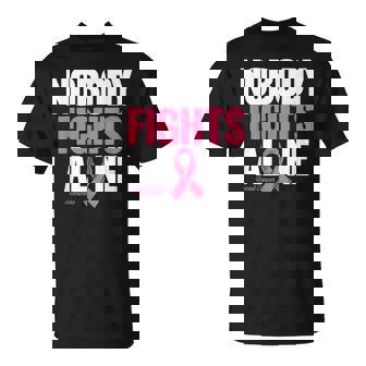 Breast Cancer Nobody Fights Alone Breast Cancer Awareness T-Shirt - Monsterry