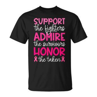 Breast Cancer Support Admire Honor Breast Cancer Awareness T-Shirt - Seseable
