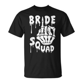 Bride Squad Skeleton Hand Halloween Bachelorette Party T-Shirt - Thegiftio UK
