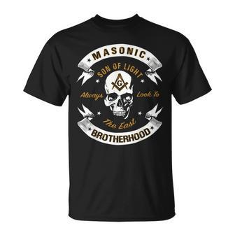 Brothers Son Of Light Always Look To The East Masonic Skull T-Shirt - Monsterry UK