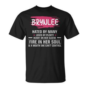Brynlee Name Gift Brynlee Hated By Many Loved By Plenty Heart Her Sleeve V2 Unisex T-Shirt - Seseable