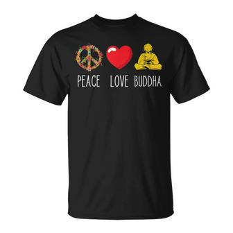 Buddha Love Peace Buddhist Zen Yoga Meditation Dao Mantra T-Shirt | Mazezy