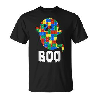 Building Blocks Ghost Boo Master Builder Halloween Boys T-Shirt - Monsterry DE
