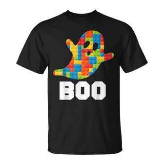 Building Blocks Ghost Boo Master Builder Halloween Costume T-Shirt | Mazezy