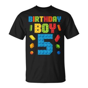 Building Bricks 5Th Birthday Boy 5 Five Year Master Builder T-Shirt | Mazezy