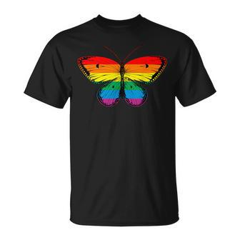 Butterfly Rainbow Print Rainbow Butterfly Unisex T-Shirt - Seseable