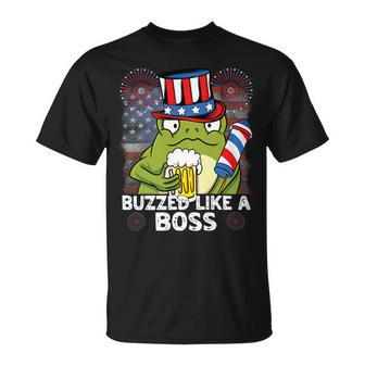 Buzzed Like A Boss 4Th Of July American Flag Frog Men Women Unisex T-Shirt - Monsterry UK