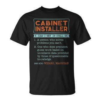 Cabinet Installer Dictionary Noun Wizard Magician T-Shirt | Mazezy