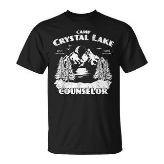 Camp Camping Crystal Lake Counselor Vintage Horror Lover Counselor T-Shirt | Mazezy