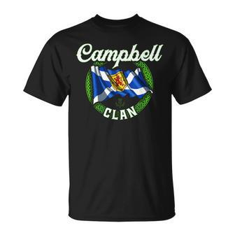 Campbell Clan Scottish Last Name Scotland Flag Funny Last Name Designs Funny Gifts Unisex T-Shirt | Mazezy