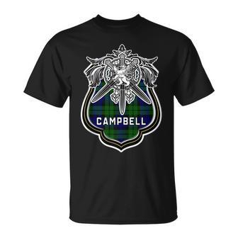 Campbell Scottish Clan Family Tartan Lion Sword Name Campbell Funny Gifts Unisex T-Shirt | Mazezy