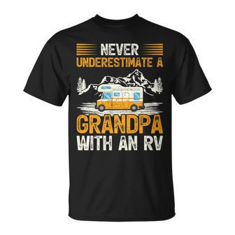 Camping Lover Never Underestimate A Grandpa With An Rv T-Shirt | Mazezy